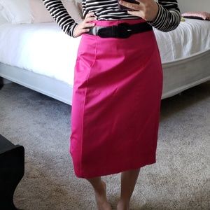 Hot pink pencil skirt with belt